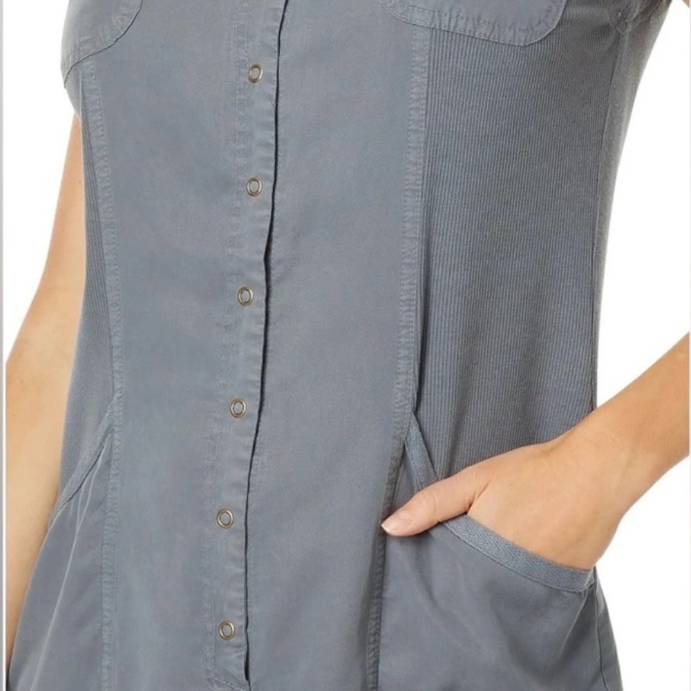 XCVI Gray Austen Dress 100% Tencel Raw Edge Size Small NWOT - Picture 2 of 5